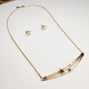 Vintage Sarah Coventry golden star necklace and earrings set made in Canada